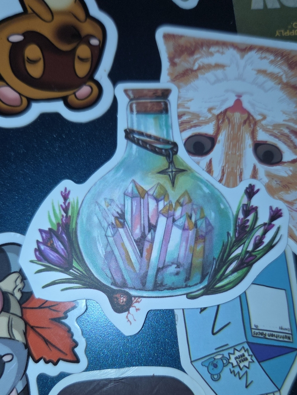 Crystal Bottle Decorative Sticker - Teal and Purple